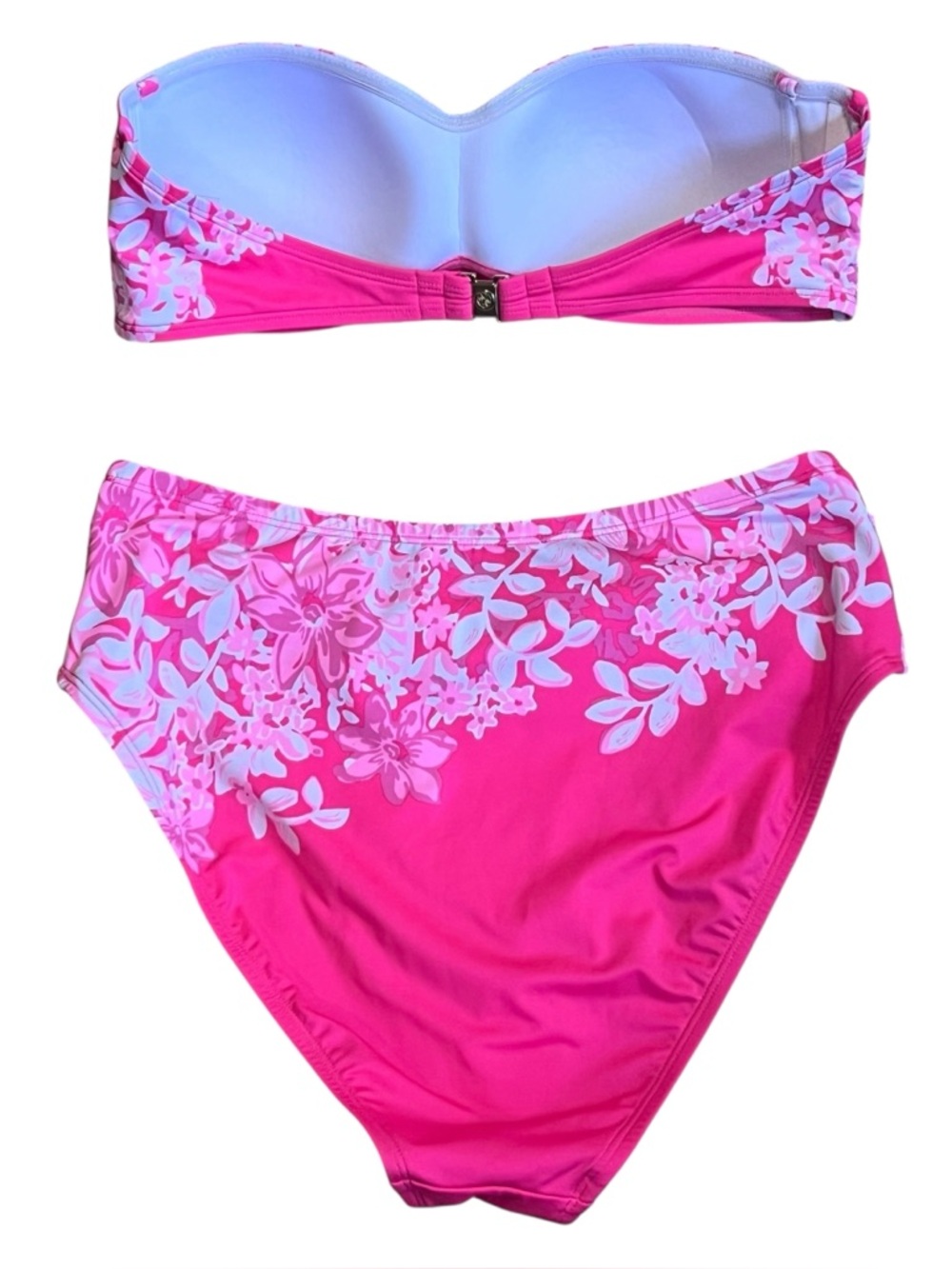 Lilly Pulitzer Women’s 10 Pink White Two Piece Bandeau Bikini Set Aislyn Yarrow - Picture 5 of 12